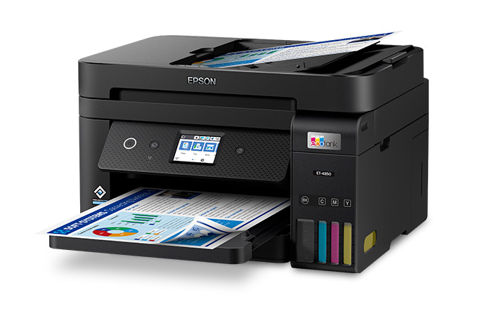 Epson EcoTank ET-4850 | Impresora WiFi A4 Multifunción 4en1 con Depósito de  Tinta Recargable, Fax & C13T03R140 Negro Cartuchos de Tinta Original Pack