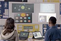 BrightLink projecting onto a classroom display