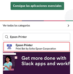 resultados de búsqueda de slack printing con Epson Printer seleccionada