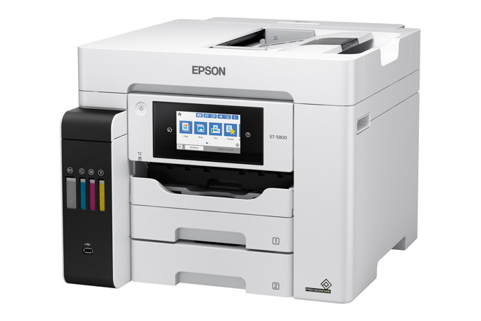  Epson EcoTank Pro ET-5800 Wireless Color All-in-One Supertank  Printer with Scanner, Copier, Fax and Ethernet, White : Office Products