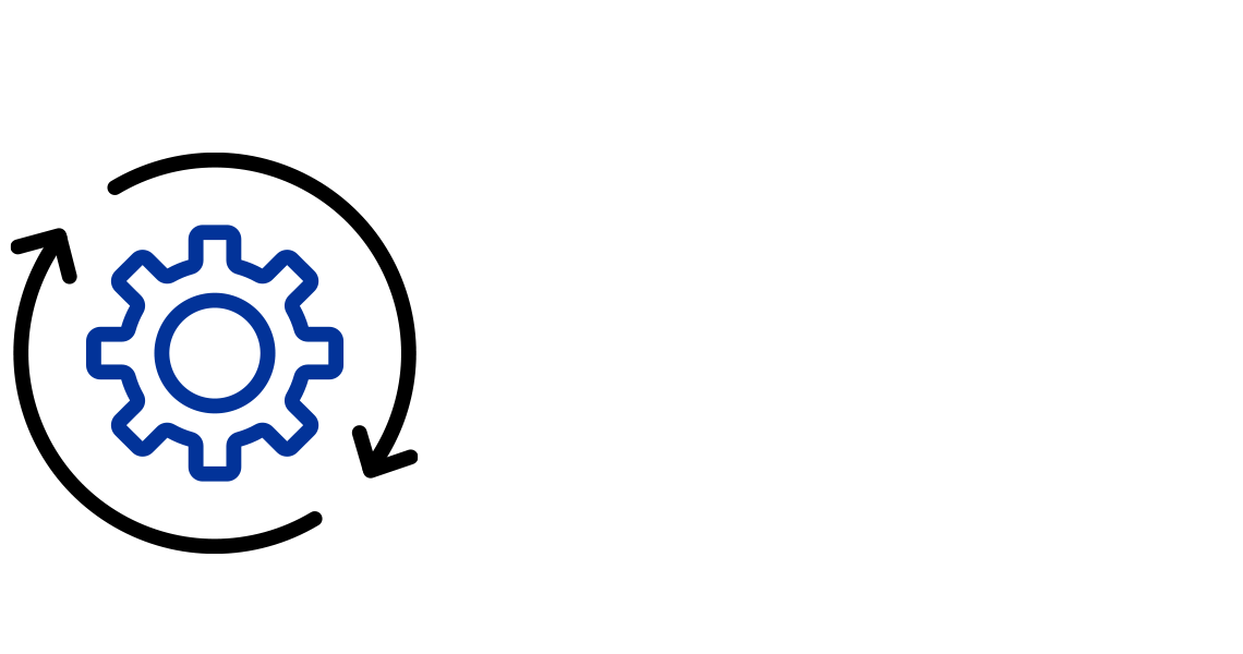 Rotating gear with arrows icon.