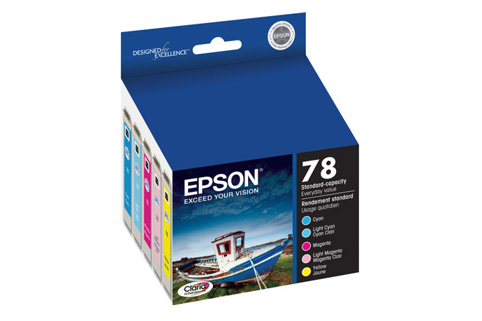 epson 78 claria hi-definition ink standard capacity 5 color cartridge combo pack (t078920) works with artisan 50  photo r260  r280  r380  rx580  rx595  rx680