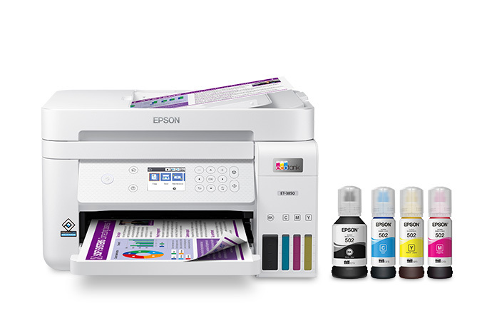 C11CJ61201 | EcoTank ET-3850 Wireless Color All-in-One Cartridge-Free Supertank Printer with Scanner, Copier, ADF Ethernet | Inkjet | Printers | Work | US
