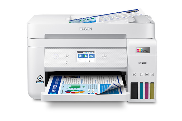 EcoTank ET-4850 Wireless Color All-in-One Cartridge-Free Supertank Printer with Scanner, Copier, Fax, ADF and Ethernet