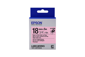 LabelWorks Iron on (Fabric) LK Tape Cartridge ~3/4" Black on Pink