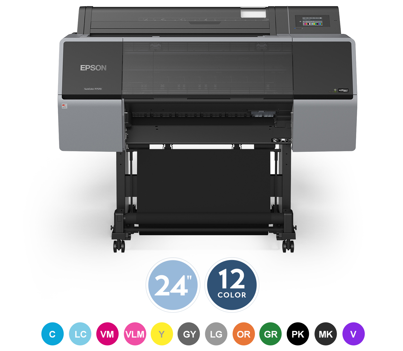 SureColor P7570 24" Wide-Format Inkjet Printer, 12 color. C, LC, VM, VLM, Y, GY, LG, OR, GR, PK, MK, V.