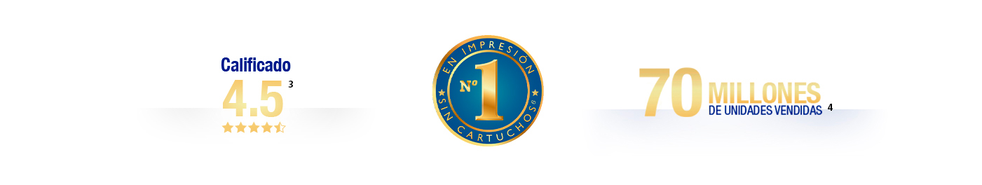 Calificado 4.5(2), No 1 en Impresion Sin Cartuchos(3), 70 millones de unidades vendidas(3)