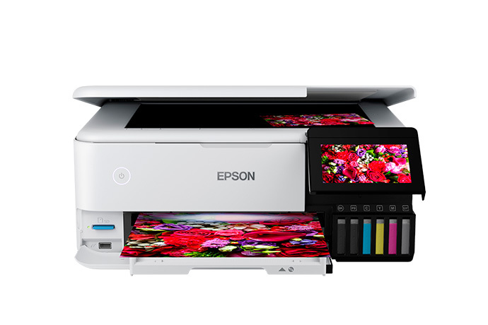Epson EcoTank Photo ET-8500 Wireless All-in-One Supertank Printer, 6-Color,  Print Copy Scan, Ethernet, Memory Card Slots, Auto 2-Sided Printing, 4.3