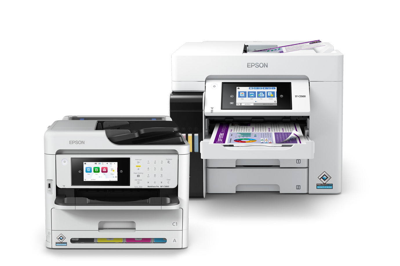 Two Epson desktop inkjet printers