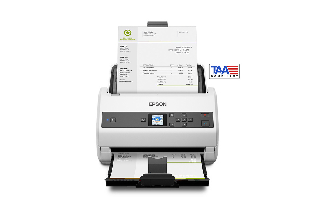 Epson DS-870 Color Duplex Workgroup Document Scanner, TAA-Compliant