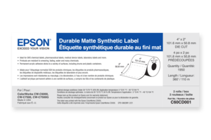 Durable Matte Synthetic, 4" x 2" DIE CUT, roll