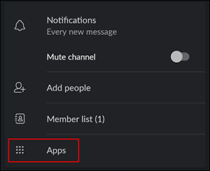 black slack printing window with Apps button selected