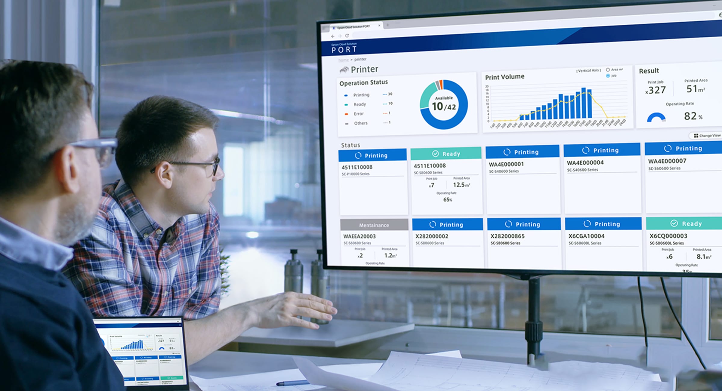 A screen showing the Epson Cloud Port user dashboard