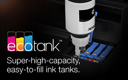 Ecotank. Super-high-capacity, easy-to-fill ink tanks. 