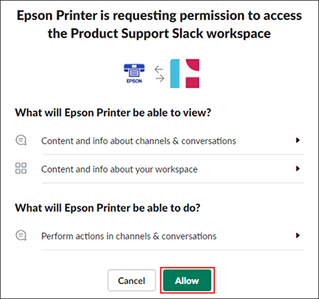 access permission window with allow button selected