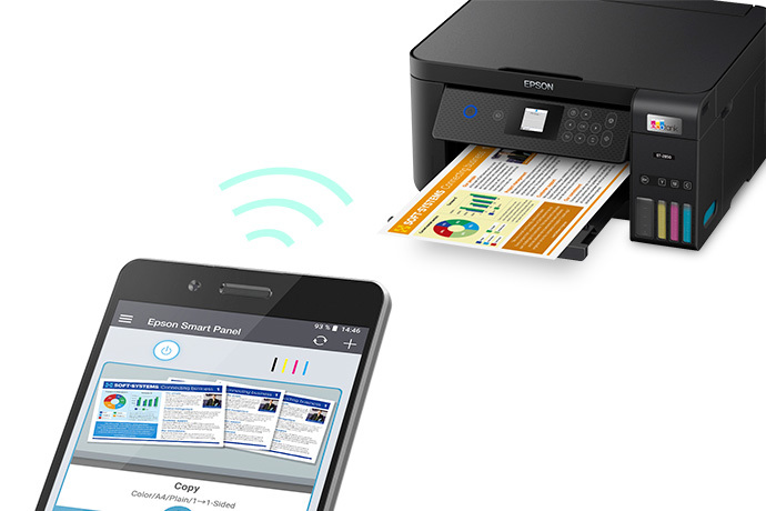 EcoTank ET-2850 Wireless Color All-in-One Cartridge-Free Supertank Printer with Scan, Copy and Auto 2-sided Printing