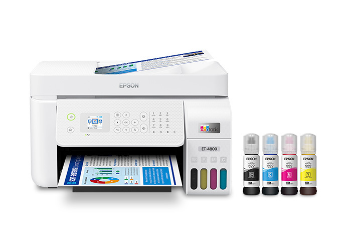 EcoTank ET-4800 Wireless All-in-One Cartridge-Free Supertank Printer with Scanner, Copier, Fax, ADF and Ethernet EcoTank ET-4800 Wireless All-in-One Cartridge-Free Supertank Printer with Scanner, Copier, Fax, ADF and Ethernet