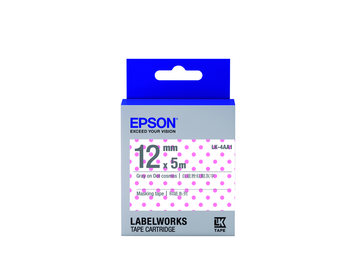Masking Tape 和紙系列LK-4AA1粉紅/透明點灰字
