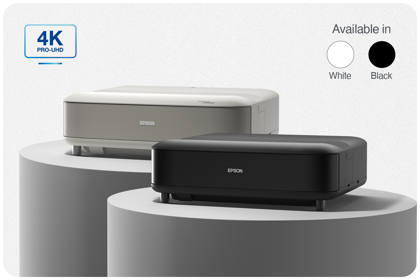 4K Pro UHD, Available in Black and White, Epson Lifestudio Grand projectors
