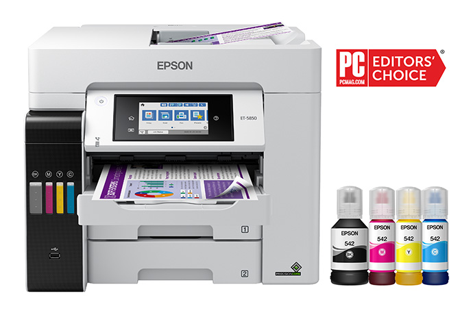 Ecotank Pro Et 5850 All In One Cartridge Free Supertank Printer Inkjet Printers For Work Epson Us