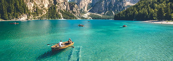 A vibrant display of boats in a lake