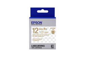 LabelWorks Clear LK Tape Cartridge ~1/2" Gold on Clear