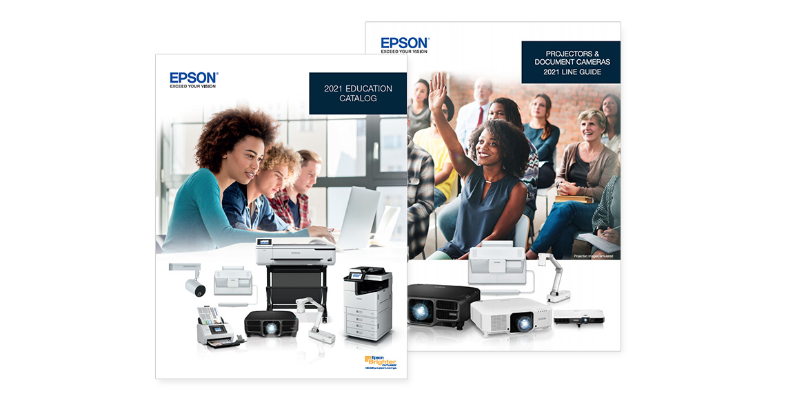 Cover images of the education line guide and projectors and document cameras line guide. 