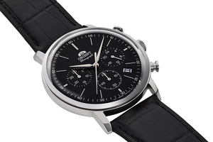 ORIENT: Quartz Classic Watch, Leather Strap - 42.4mm (RA-KV0404B)