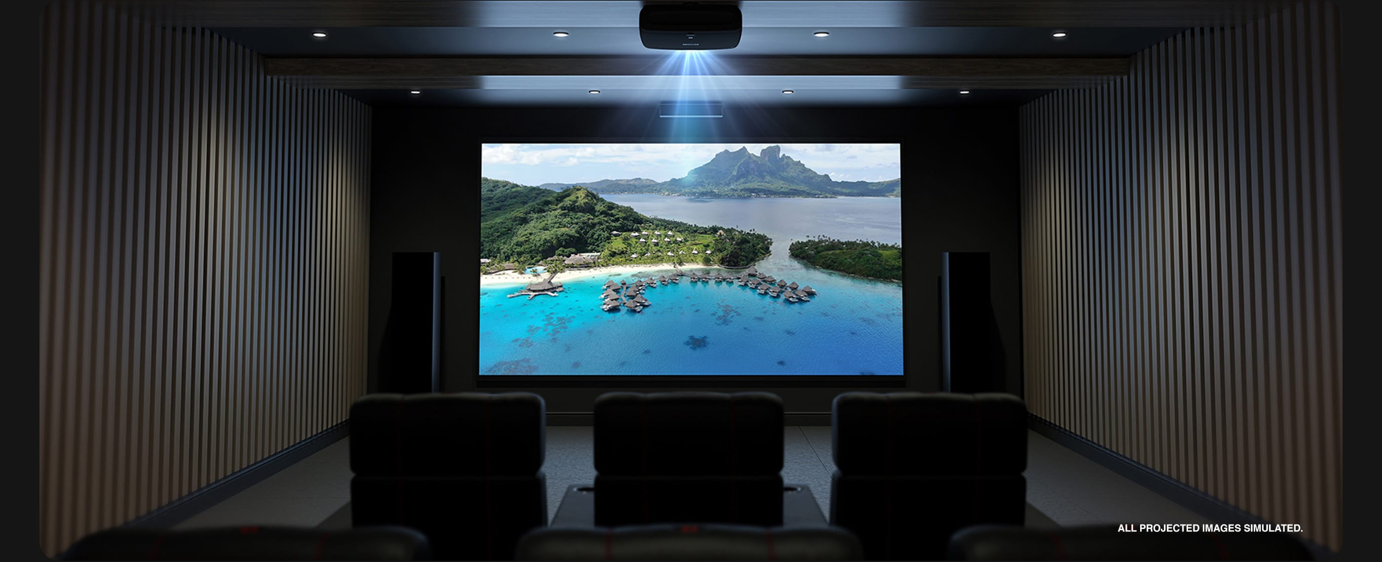 A vivid home theater projection. All projected images simulated.