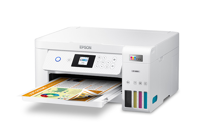 Epson Ecotank Et-2850 Imprimante Supertank couleur sans fil tout-en-un sans  cartouche avec numérisation, copie et impression recto verso automatique -  l'imprimante familiale parfaite 