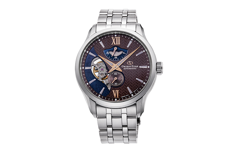 ORIENT STAR: Nowoczesny zegarek mechaniczny, metalowy pasek – 41,0 mm (RE-AV0B02Y)