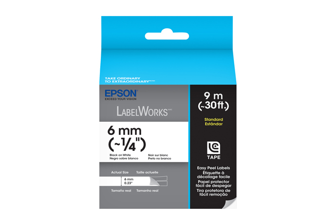 Standard LC Tape Cartridge, Black on White,  6mm