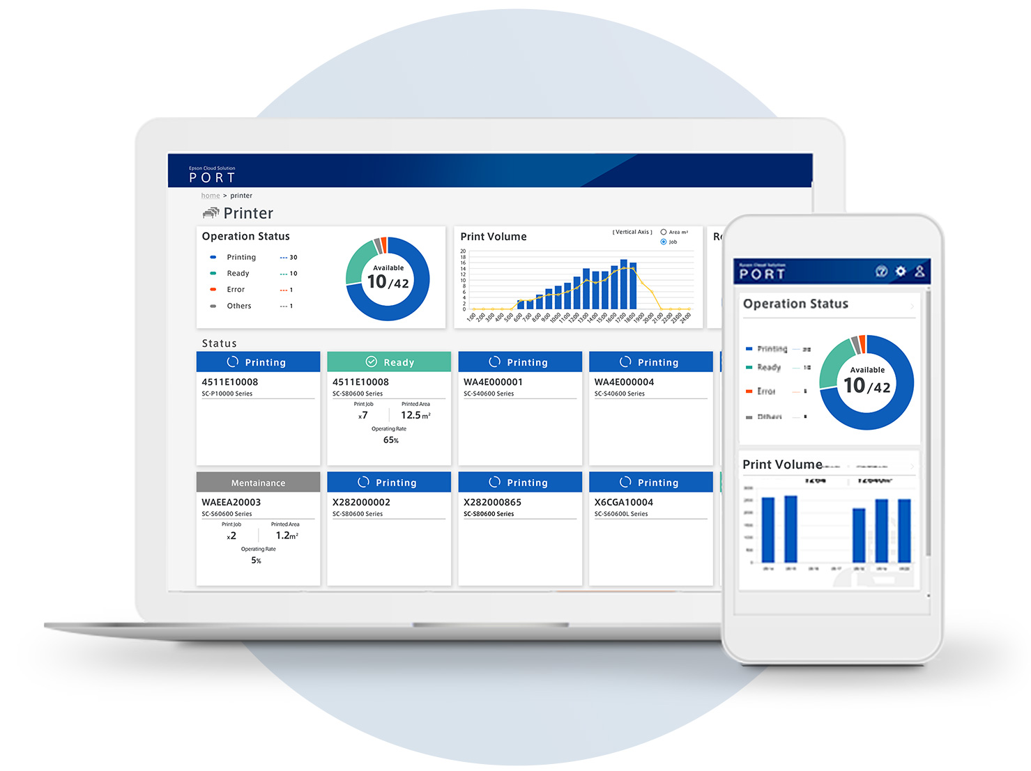 Epson Cloud Solution Port on a laptop and mobile device