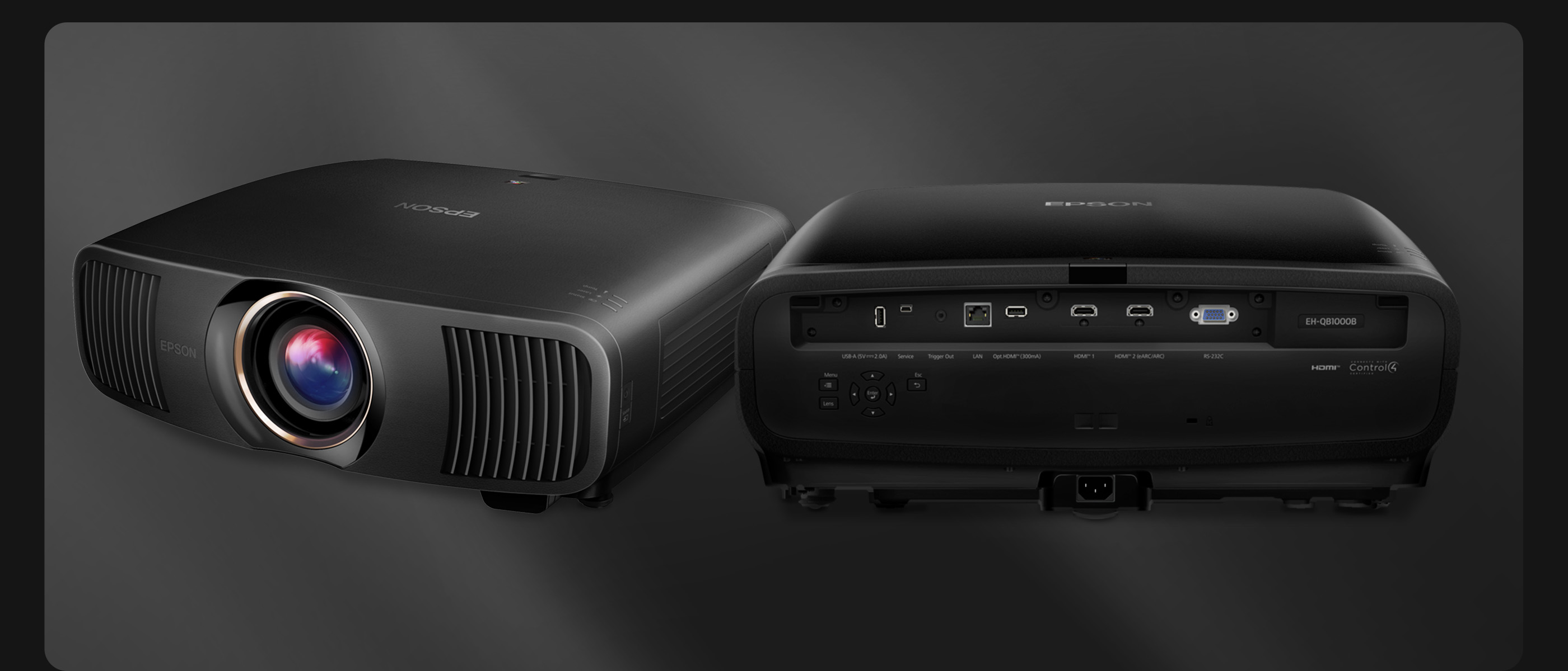 Front and Back views of the Epson QB1000 projector