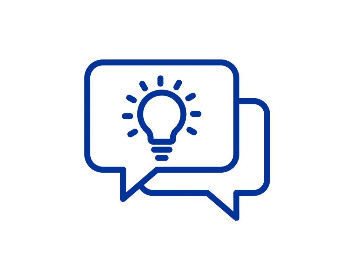 Idea lightbulb in speech bobbles icon