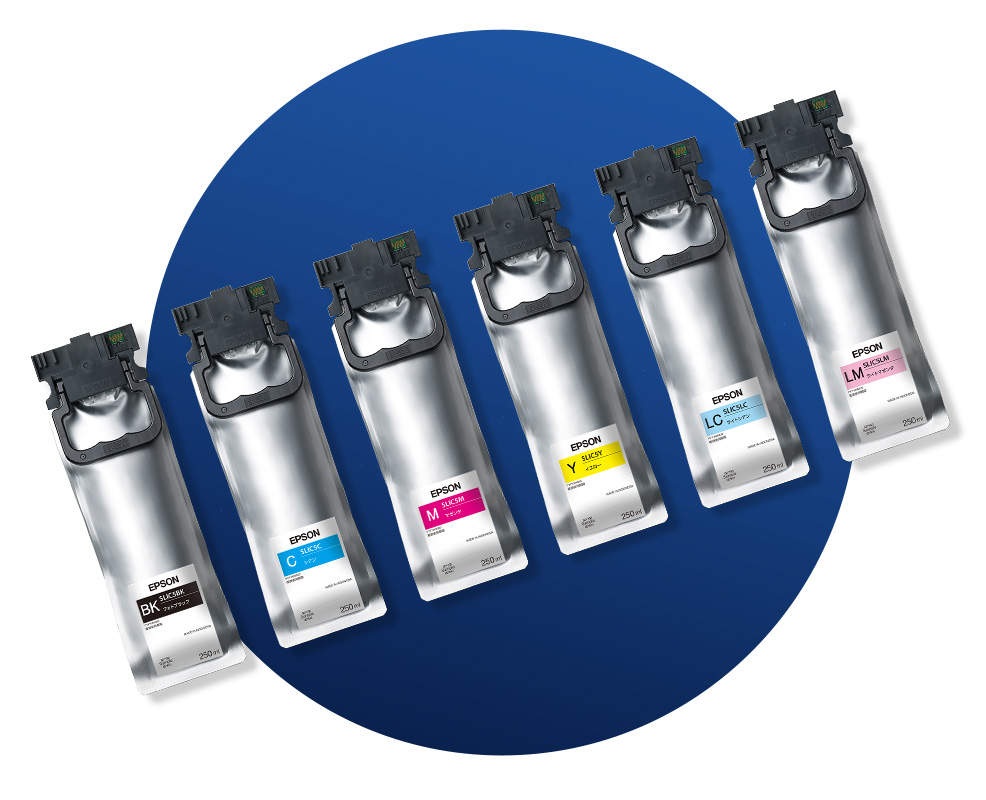 An array of Epson ink packs