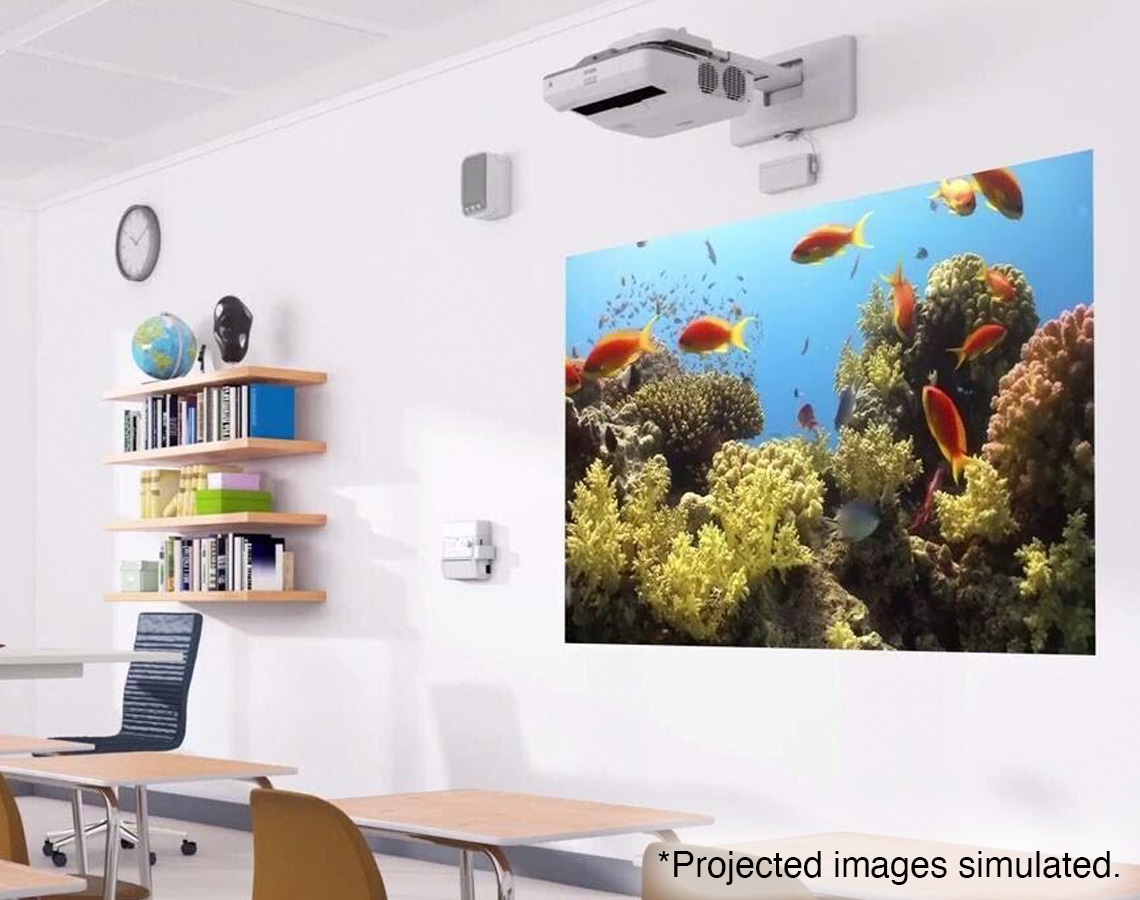 Projected image of an aquarium on a white wall.