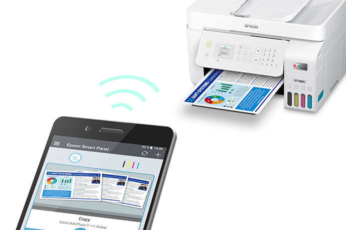 Epson EcoTank ET 4800 Stampante Multifunzione Inkjet Wi-Fi 4 Cartucce ADF