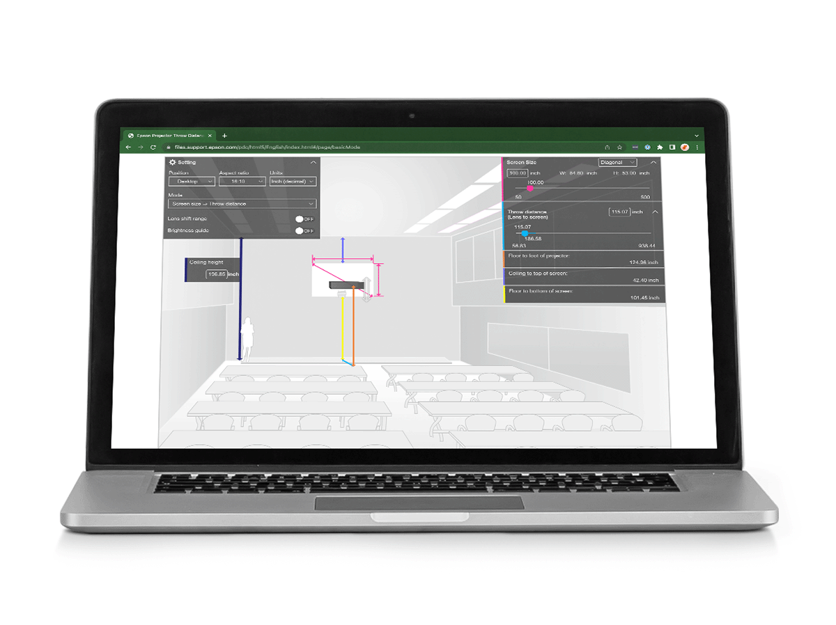 Throw Distance Calculator shown on laptop screen