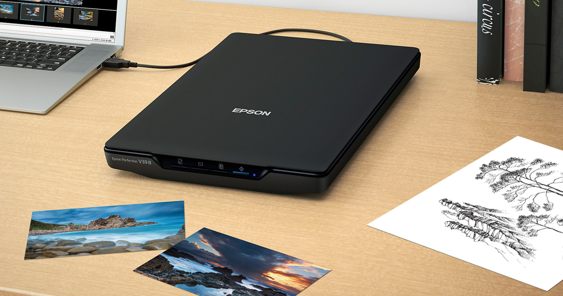 A flatbed scanner on a desk