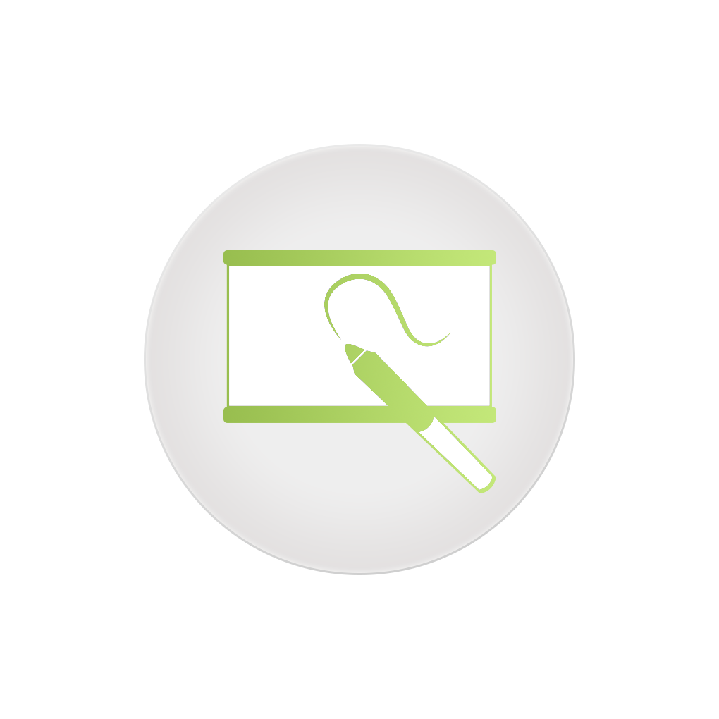 Icon of a projector screen with a green marker