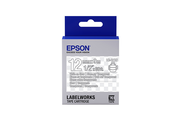 Epson Tape Cartridge Labelworks 12mmx9m white on clear LK-4TWN  C53S654013 OVP A 