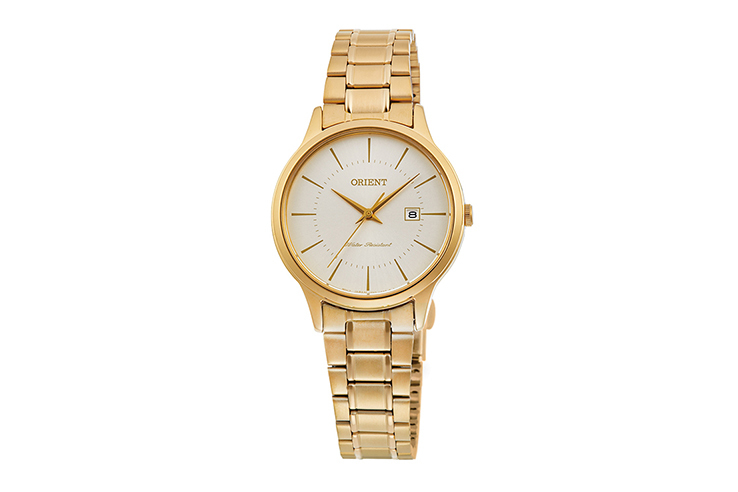 orient quartz watch gold