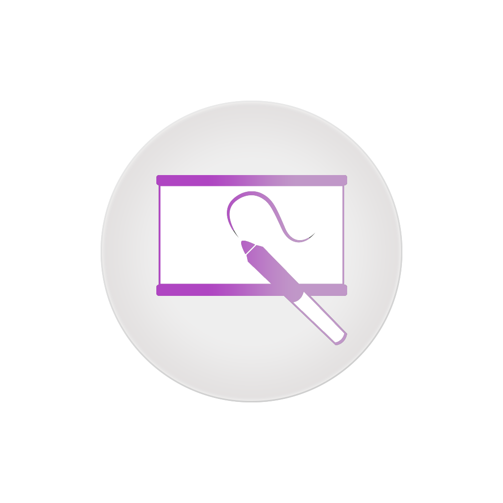 Icon of a projector screen with a purple marker