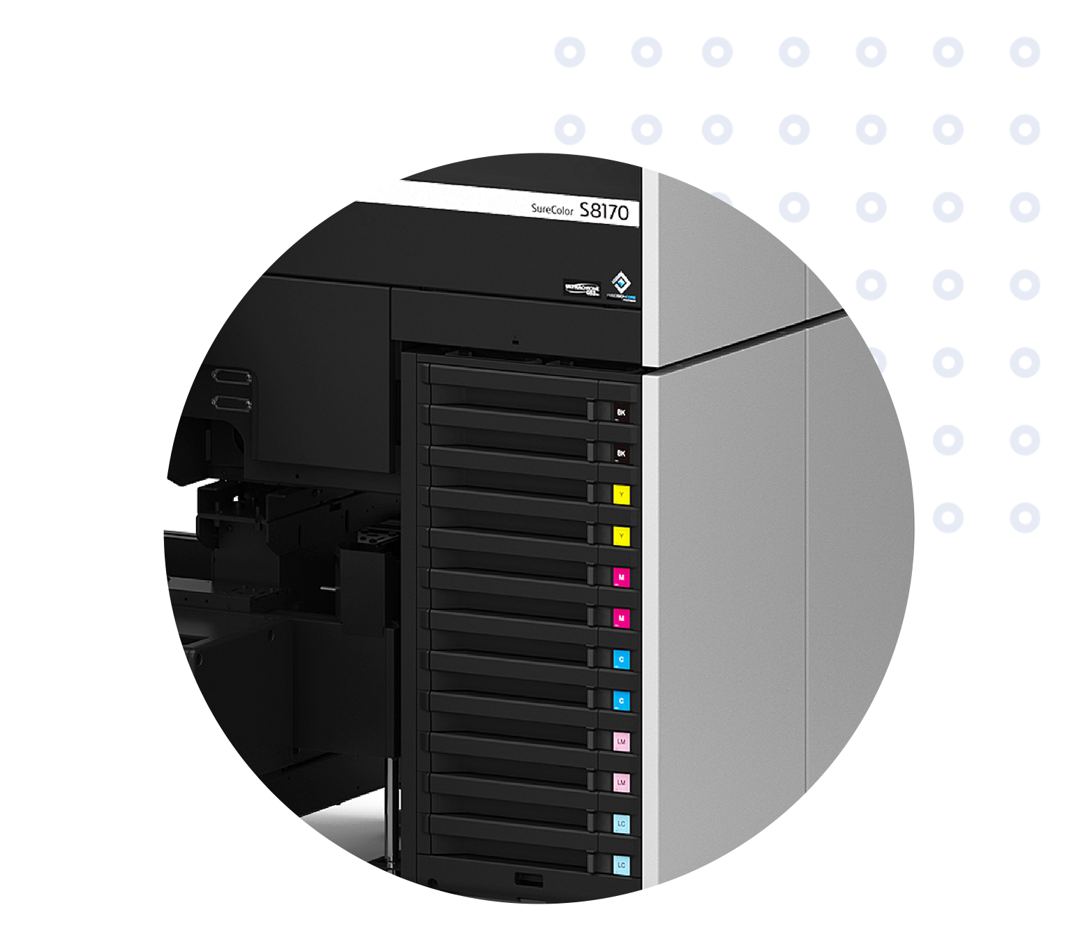 A close-up of a printer with 6-color ink capacity