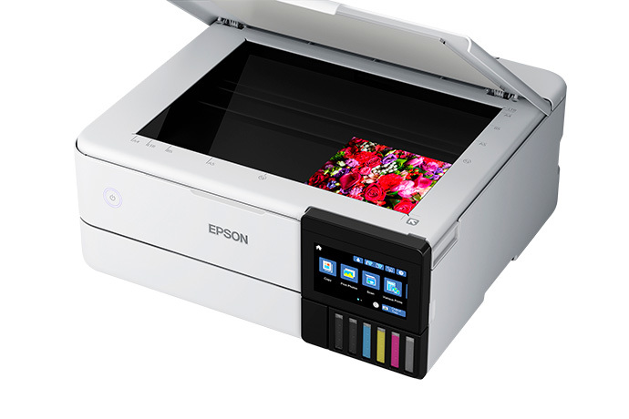 Epson EcoTank Photo ET-8500 Wireless Color All-in-One Supertank Printer  with Scanner, Copier, Ethernet and 4.3-inch Color Touchscreen, White, Large