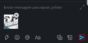 Janela escura com uma imagem pequena da impressora epson com um x no canto