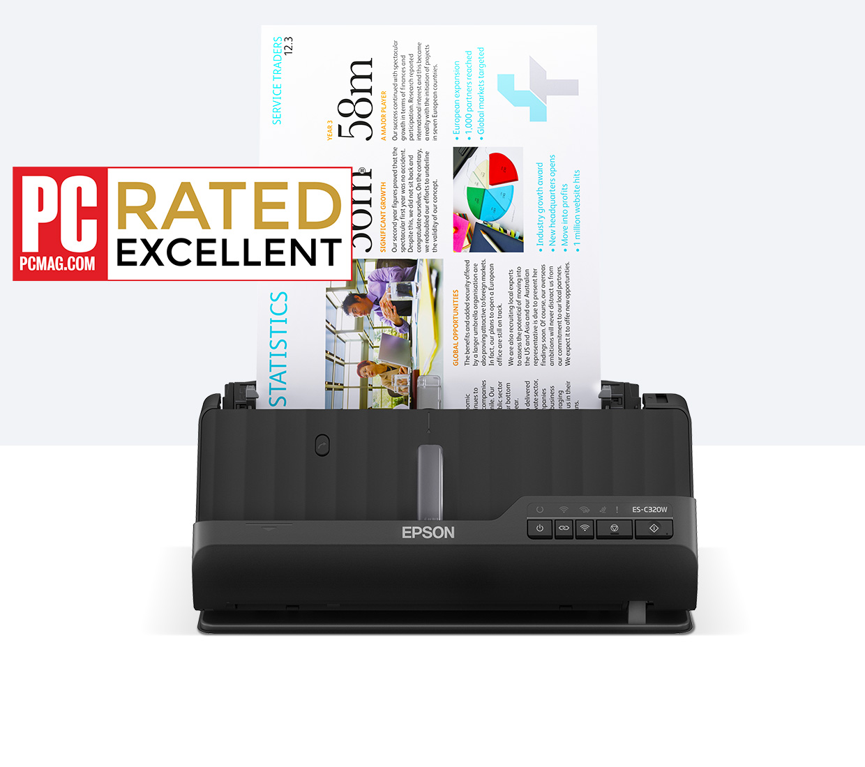 WorkForce ES‑C320W with PCMag Excellent Award logo