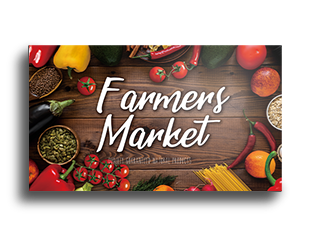 A printed farmer's market display graphic