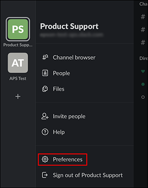 Slack Printing for iOS menu with Preferences button selected